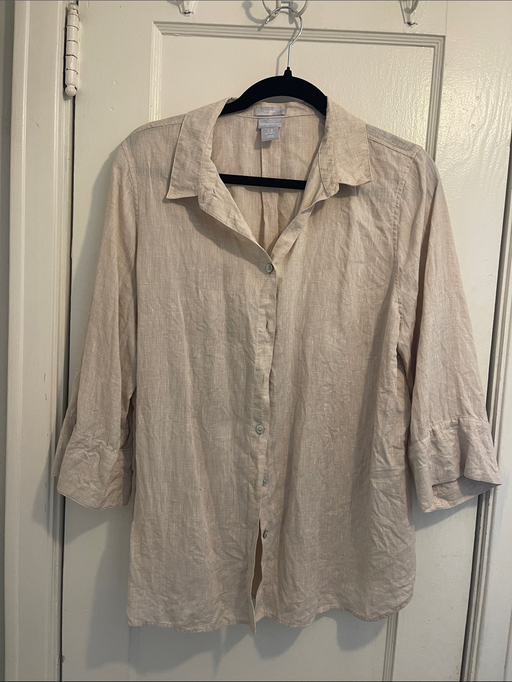 Chico's Beige Linen Button-Front Shirt (item 61)